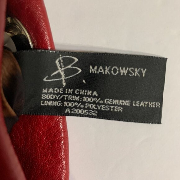 B. Makowsky Red Soft Pebble Leather Crossbody Bag - Picture 11 of 16